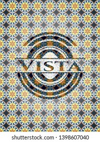 Vista arabic emblem background. Arabesque decoration.
