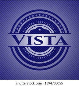 Vista badge with denim texture. Vector Illustration. Detailed.