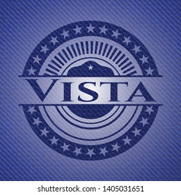 Vista badge with denim texture. Vector Illustration. Detailed.
