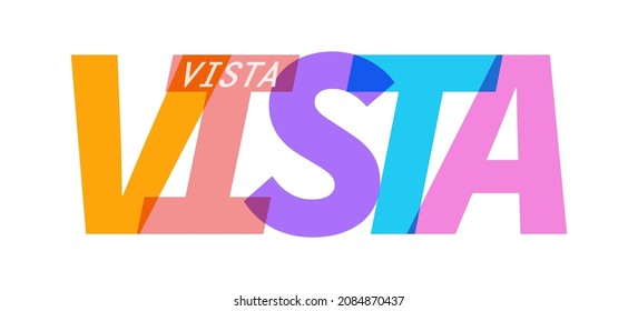 VISTA. The name of the city on a white background. Vector design template for poster, postcard, banner. Vector illustration.