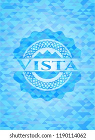 Vista realistic light blue emblem. Mosaic background