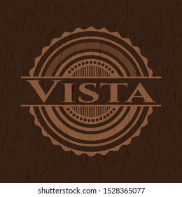 Vista realistic wood emblem. Vector Illustration.