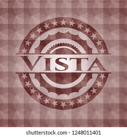Vista red seamless badge with geometric pattern.