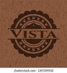 Vista retro wooden emblem. Vector Illustration.
