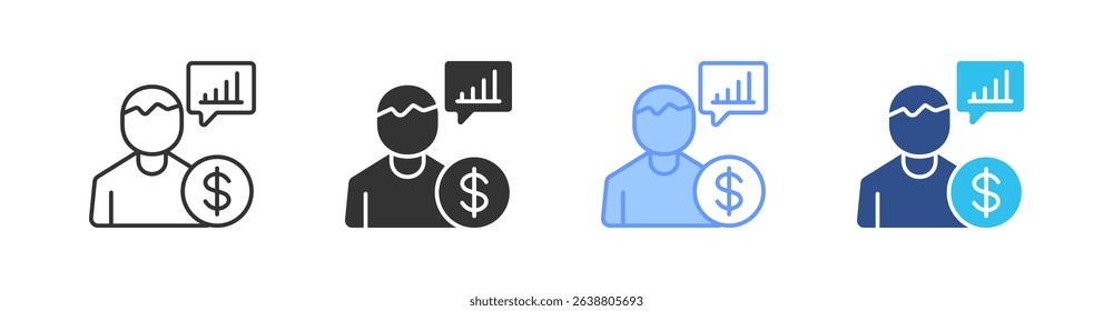 Visual Advisor Multi Style Icon Set Vector