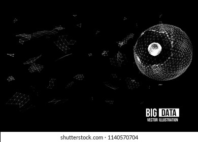 Visual Analytics for Big Data. Vector illustration. Dynamic visualizations with connecting dots and low poly shape. Legacy Data and Streaming Data.