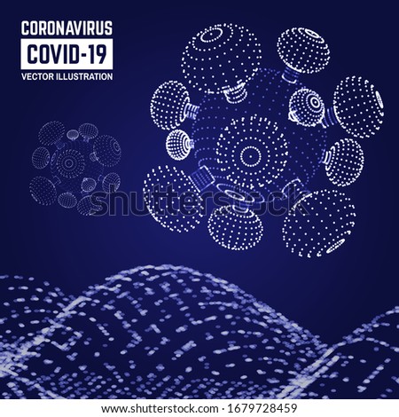 Visual analytics Coronavirus Covid-19. Vector illustration. Dynamic visualizations with connecting dots and low poly shape. Corona virus sign. 2019-nvoc virus isolated.