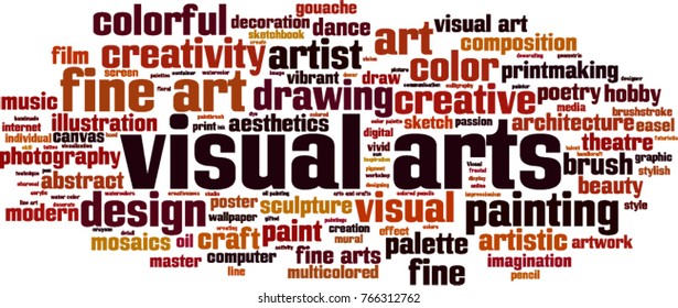 Visual arts word cloud concept. Vector illustration