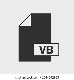 Visual Basic (VB) file format icon on gray background. 