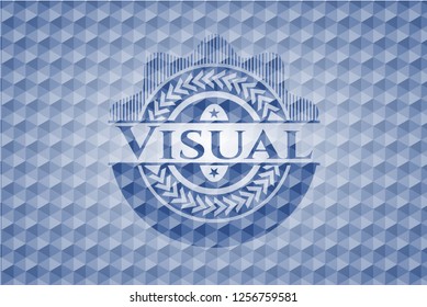Visual blue polygonal emblem.