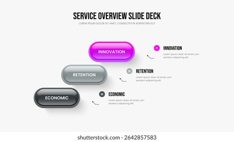 Visual Briefing Frame Layout Vector Illustration. Product Campaign 3 Element Infographic Presentation Design. Modern Planning Three Step Diagram Slideshow Template.