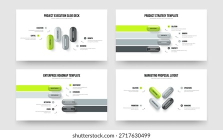Conjunto de Design de Apresentação de Diagrama de Opção 4 do Visual Campaign. Relatório de marketing Pacote de ilustração de vetor de layout de apresentação de slides infográfico em quatro etapas.