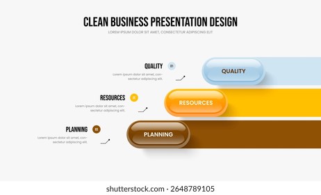 Visual Campaign Presentation Layout Vector Illustratie. Zakelijke visualisatie Drie opties Infographic Slideshow Design. Bedrijfsontwikkeling 3 Element Diagram Frame Template.