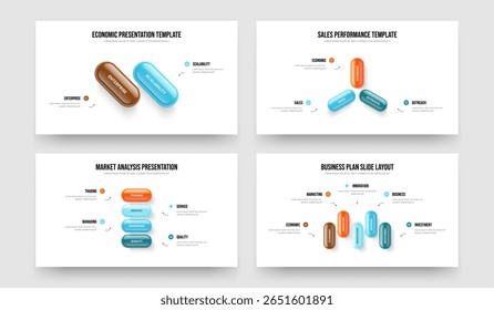 Visual Campaign Two Three Four Five Option Infographic Slide Template Vector Illustration Bundle. Business Insight 2 3 4 5 Element Diagram Presentation Layout Set.
