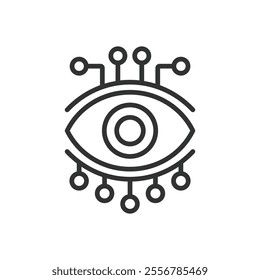 Visual chip, icon in line design. Visual, chip, technology, circuit, processor, electronic, system on white background vector. Visual chip, editable stroke icon