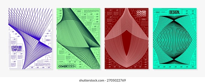Conjunto de cubierta abstracta de línea de banda de alambre de circuito visual