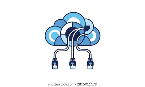 visual of cloud computing with digital network lines and interconnected nodes representing data exchange and technology connectivity