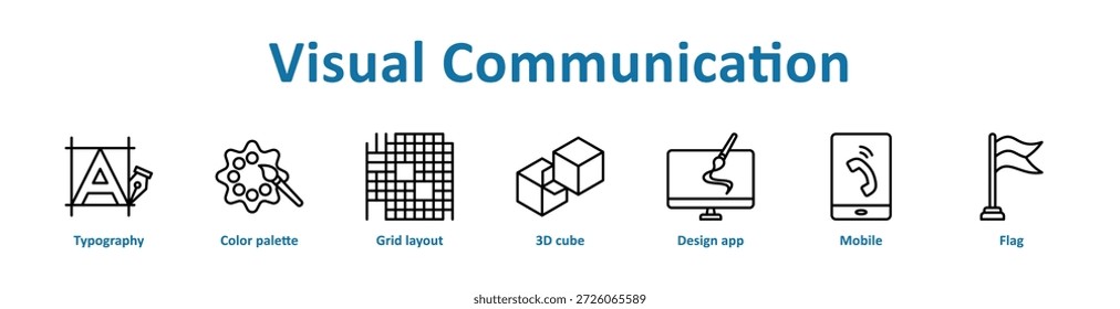 Icono de comunicación visual colección de arte de línea de Anuncio