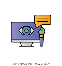 Visual Communication Lineal Color Icon: Design and Creative Messaging Symbol