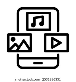 Estilo de linha do ícone de criação de conteúdo visual transparente