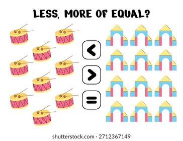 Juego de conteo visual con juguetes musicales y de construcción
