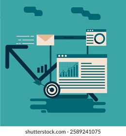 Visual data Marketing concept, and Business data, Data-based marketing illustration.