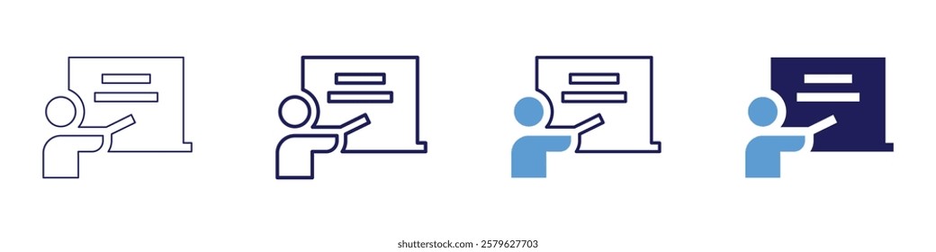 Visual data storytelling icon in 4 different styles. Thin Line, Line, Bold Line, Duotone. Duotone style. Editable stroke.