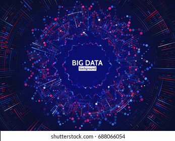 Visual data stream information. Abstract data connection structure. Futuristic information complexity. Big data visualization. Vector illustration eps 10