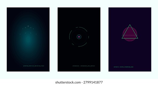 Visual design featuring quantum particles intercept hud metrics and geometric aesthetic shapes with cyberpunk style.