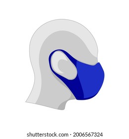 visual design, illustration, clip art, head mockup of a person wearing a mask