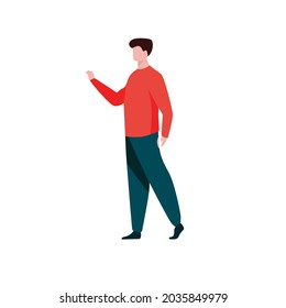 visual design illustration of a young boy in a red shirt wearing trousers