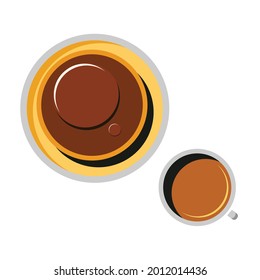 visual design, vector, clip art of a cupcake and a cup of coffee next to a cake