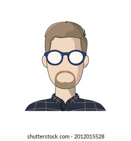 visual design, vector, clip art, illustration of a man with glasses
