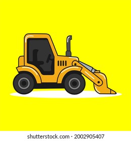 visual design, vector, illustration, clip art of a bulldozer machine commonly used to work on construction projects