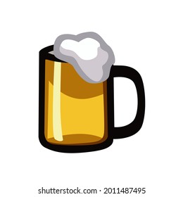 visual design, vector, illustration of a glass filled with beer