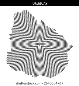 Visual display of concentric circles shaped like Uruguay's outline
