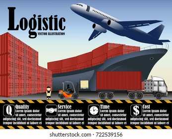 Visual double exposure drawing silhouettes of transportation for industry engineer to work and business concept and sunset background vector illustration,set 3 of 4