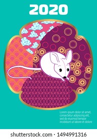 Visual drawing of ad poster to Happy new year or Chinese new year banner with rat.