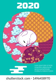 Visual drawing of ad poster to Happy new year or Chinese new year banner with rat.