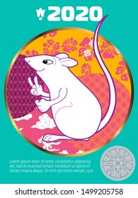 Visual drawing of ad poster to Happy new year or Chinese new year banner with rat.