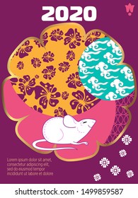 Visual drawing of ad poster to Happy new year or Chinese new year banner with rat.