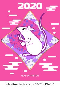Visual drawing of ad poster to Happy new year or Chinese new year banner with rat.