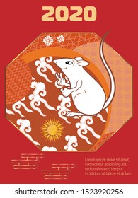 Visual drawing of ad poster to Happy new year or Chinese new year banner with rat.