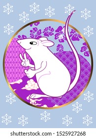 Visual drawing of ad poster to Happy new year or Chinese new year banner with rat.