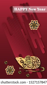 Visual drawing of ad poster to Happy new year or Chinese new year banner with rat.