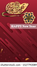 Visual drawing of ad poster to Happy new year or Chinese new year banner with rat.