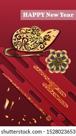 Visual drawing of ad poster to Happy new year or Chinese new year banner with rat.