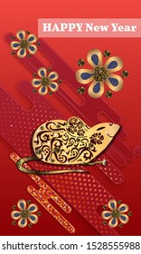 Visual drawing of ad poster to Happy new year or Chinese new year banner with rat.