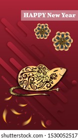 Visual drawing of ad poster to Happy new year or Chinese new year banner with rat.