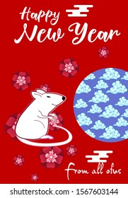 Visual drawing of ad poster to Happy new year or Chinese new year banner with rat.